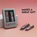 CUTICOR Nail Clipper Set - Set of 2 Fingernail and Toenail Clippers with Tin Travel Case - Ultra Sharp Stainless Steel Nail Clippers for Men and Women - Heavy Duty Nail Clippers for Thick Nails