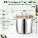 E-far 24 Quart Tri-Ply Stock Pot with Lid, Stainless Steel Cooking Pot