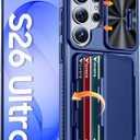 Vizvera for Samsung Galaxy S26 Ultra Case Wallet RFID [Cards Holder][Camera Cover][Edge Raised] Full Body Rugged Shockproof Silicone Phone Case for Galaxy S26 Ultra 6.9" 2026,Blue