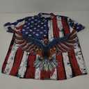 Hawaiian Shirts for Men American Flag Eagle Patriotic Tropical Summer Beach Aloha Button Down Shirt Short Sleeve M/L
