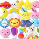 Irresistible Weather-Themed 20-Pack Squeaky Dog Toys Set for Small Dogs & Puppies, Included 16 Plush Toys with Vibrant Characters to Keep Them Busy & 4 Dog Bags