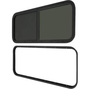 RV Window 42" W x 22" H Horizontal/Vertical Sliding Glass Window with Screen Window, High Privacy Black RV Camper Window Trailer Slider Window Replacement
