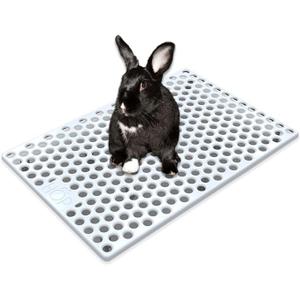 HOP Rabbit Litter Box, Less Mess with Built-in Hay Feeder Designed for Rabbits/Bunnies. Includes Removable Cover and Pan. BPA-Free and Dishwasher Safe (Grid ONLY)