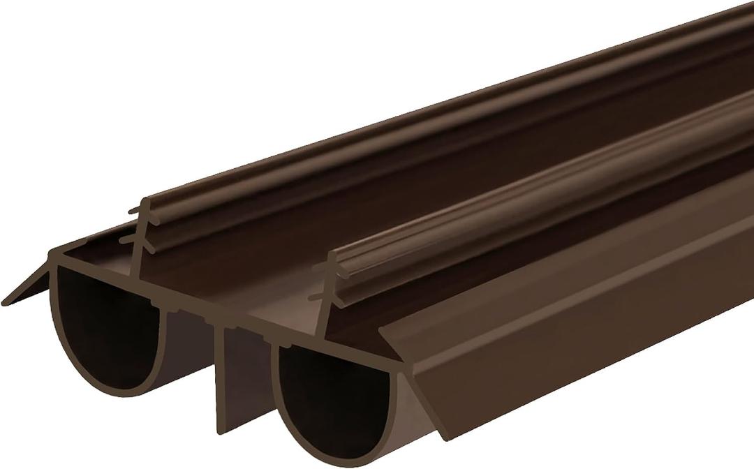 36" Kerf Slide-in Double Bulb Seal Weatherstrip Door Bottom Durable Seal for Energy Efficiency & Draft Protection (Brown)