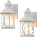 2-Pack Outdoor Wall Lights, Porch Lights, Waterproof Outdoor Wall Sconce, Exterior Light Fixture White with Clear Glass Shade for Garage Patio Front Door Balcony, 12in.