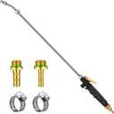 29 Inches Sprayer Wand,1/4" & 3/8" Brass Barbs Sprayer Wand Replacement, Stainless Steel Replacement Sprayer Wand with Shut off Valve & 2 Hose Clamps (1/4" & 3/8" Barb Sprayer Wand)