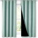 NICETOWN Aqua Blue 100% Blackout Lined Curtains, 2 Thick Layers Completely Blackout Window Treatment Thermal Insulated Drapes for Kitchen/Bedroom (1 Pair, 52" Width x 63" Length Each Panel)