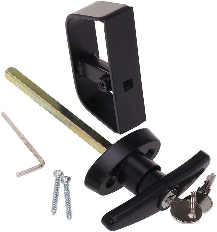 6" T-Handle Shed Door Lock Handle with Lock Keyed Alike Garage t Handle Shed Latch Hardware Locking Handle Lock with 4 Keys & Allen Wrench 1kit
