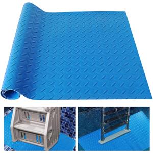 2Pcs Large Swimming Pool Ladder Mat, 17"x38" Protective Non-Slip Pool Step Pad with TextureProtective Ladder Pad for Above Ground Swimming Pools Liner and Stairs (Blue)
