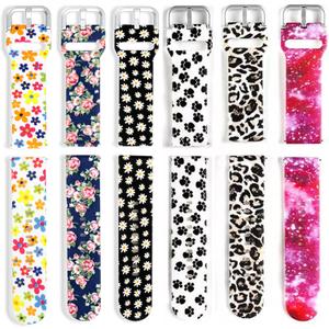6-Pack Compatible with IDW13 IDW16 IDW19 IDW17 Smartwatch Bands, 22mm Soft Silicone Pattern Floral Strap Bands for Faweio IDW13 Watch