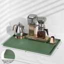 Rnivvi Silicone Coffee Mat, 12" x 19" Waterproof Raised Edge Coffee Bar Mats for Espresso Machine Station Accessories, Heat Resistant Dish Drying Pad for Kitchen Counter, Rubber Bar Decor Pad, Green