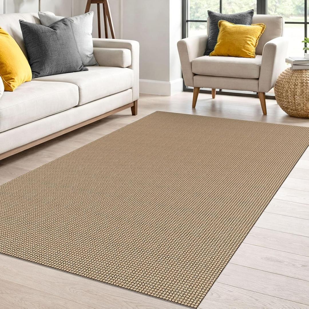 IOHOUZE Washable Area Rug 4x6 Non Slip Rubber Backed Woven Indoor Outdoor Rugs for Entryway Bedroom Rug Kitchen Floor Throw Carpet for Entrance Living Room, Orange/Tan/Brown