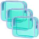 PACKISM Clear Makeup Bag, 3 Pack Tsa Approved Toiletry Bag with Zipper, Water-resistant Clear Cosmetic Bags Fit Travel Essentials, Carry-on Airport Airline Compliant Toiletries Bag, Mint Green (Medium)