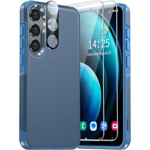 ANTSHARE for Samsung Galaxy S24 Plus Case, Samsung S24 Plus Case with [2X Tempered Glass Screen Protector+1X Camera Lens Protector], Dual Layer Shockproof for S24 Plus Phone Case 6.7-Dark Blue