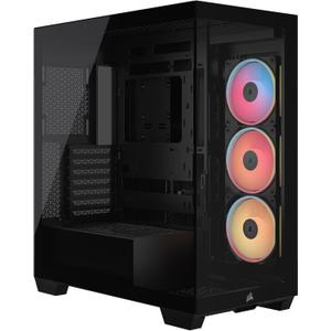 CORSAIR 3500X LX RGB Link Panoramic Mid-Tower PC Case 3X Pre-Installed Fans, High Airflow, Spacious Interior, GPU Anti-Sag, Reverse Connection Motherboard Compatible Black