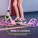 AERO MOBILITY Kick Scooter for Kids 6+, Teens & Adults | Light Up Wheels, Hand Brake, Rubber Deck Mat & Shock Absorption | Foldable & Height Adjustable