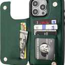 ONETOP Compatible with iPhone 16 Pro Max Wallet Case with Card Holder, PU Leather Kickstand Card Slots Case, Double Magnetic Clasp and Durable Shockproof Cover 6.9 Inch (Green)