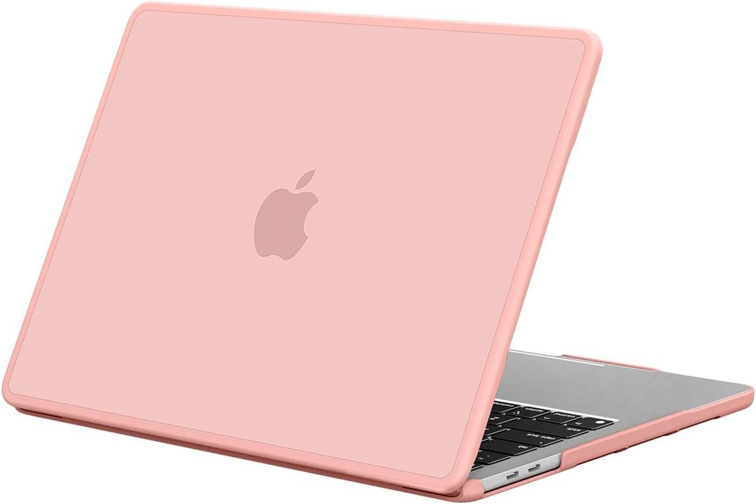 BlueSwan Anti-Cracking Hard Shell Case Compatible with MacBook Air 13 inch, M1 Chip 2018-2021 Model A2337 A2179 A1932, Anti-Fingerprint Soft TPU Bumper, Frosted Peach Pink