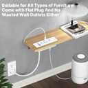 CCCEI 6 Outlets Dual Side Recessed Power Strip with USB C Ports, Furniture Flush Mount, Under Desk, Desk Top Multiple Outlets, Hidden Charging Station for Conference Table, Nightstand, White. 10FT.