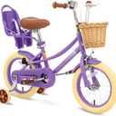 Glaf Toddler Girls Bike for 2-12 Years Old 12 14 16 20 Inch Girls Bike with Training Wheels and Baby Doll Seat Kids Bike Bicycle with Adjustable Seat Handlebar (Purple)