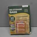 25 Gallon Extra Large Storage Bags 35x 24Resealable Clear Bags with Handle 4 Mil Thick Heavy Duty Big Bag for Clothes Pillow Travel Moving,Bedding,Shoes and Toys Storage, Pack of 12