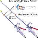High Volume Powerful Industrial Air Blow Gun, 17-26 Inch Extensible Stainless Steel Air Flow Nozzle, Pneumatic Air Compressor Accessories Tool, Extended Dust Air Blower Gun with 360 Degree Swivel Hook
