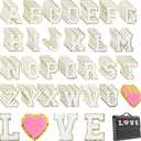 108 Pcs Letter Patches Iron on Letters,White Iron on Preppy Letter Patches Stickers for Clothing Backpacks Embroidered Applique Initial Patch