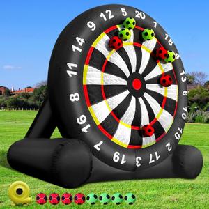 Inflatable Soccer Dart Board Giant Outdoor Soccer Dart Board with UL Blower, Portable Blow Up Games for Gym Camp Yard Sport Game(Black)