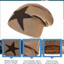 Chuarry 2 Pcs Y2k Hat Y2k Beanies Grunge Accessories Goth Star Graphic Knitted Slouchy Beanies Winter Warm Hat for Men Women Black, Khaki