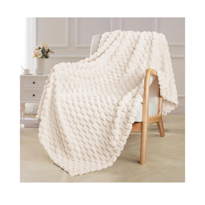 Exclusivo Mezcla Fleece Throw Blanket for Couch, Extra Large Fuzzy Ivory Bed Blankets, Soft Cozy Plush Sofa Throws for All Seasons, 50x70 Inches