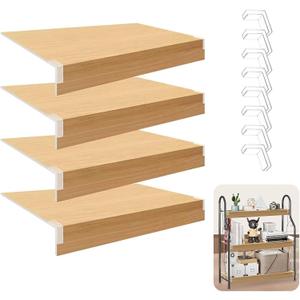 4 Pcs Foamed PVC Wire Shelf Liner/Cover, Waterproof Wire Rack Shelving Mat for Closet, Pantry, Kitchen, Bathroom Cabinet Organization, 24x12inch, 0.31inch Thick (Faux Wood)