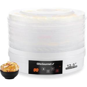 Elite Gourmet EFD770WD Digital Food Dehydrator with 5x12.5 BPA Free Trays, Adjustable 48-hr Timer and Temperature from 95~158F, Jerky, Herbs, Fruit, Veggies, Dried Snacks, White