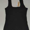 Womens Cotton Ribbed Square Neck Tank Tops Basic Backless Sleeveless Summer Cami Shirts 2025 (Small, Black)
