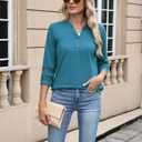 CiCiBird Womens 3/4 Sleeve Blouses Casual Button V Neck Shirt 2025 Trendy Tops (XL)