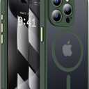 SEXYMOM Magnetic for iPhone 15 Pro Case with Privacy Screen Protectors X2 - Upgraded Camera Protection - Compatible with Magsafe,21ft Drop Tested,Slim Fit Translucent Matte Phone Case - Dark Green