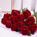 200 Pcs Red Roses Artificial Flowers, Real Touch Velvet Roses Bouquet Fake Flowers Bulk, Artificial Roses with Long Stems for Birthday Gift Women Mom DIY Bridal Wedding Centerpiece Decorations