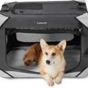 Lesure Collapsible Dog Crate - Portable Travel Kennel for Medium Dog, 4-Door Pet Crate with Mesh Windows, Indoor & Outdoor, Charcoal Gray, 30.0"L x 21.0"W x 21.0"H