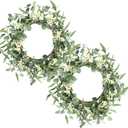 Pinkpum 2 Pack Wreaths for Front Door 20'' Eucalyptus Wreath, Spring Summer Green Wreath, Door Green Wreath for Home Porch Window Wall Farmhouse Home Decor Indoor Outdoor Summer All Seasons