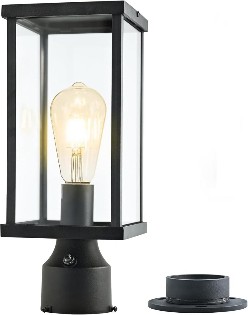 Dusk to Dawn Outdoor Post Lights, Outside Post Light Fixture Waterproof, Post Lights Outdoor with Pier Mount Base for Garden, Patio,Yard, Pathway.Black-1 Pack