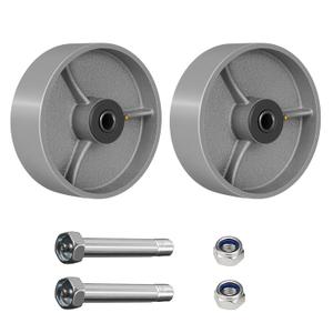 6 Inch Replacement Caster Wheels, Steel Cast Iron Wheel, Heavy Duty -1200 lbs Capacity per Wheel, 1/2" Bore, Industrial Caster Wheel for Platform Trucks Push Cart2 Pack (Silver)