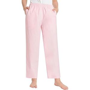 Latuza Women's Petite Pajama Pants Cotton Poplin Sleep Pants L