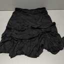DJT Women's Flowy Handkerchief Hemline Midi Skirt (Medium, Black)
