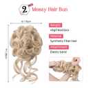 HOOJIH 2PCS Messy Bun Hair Piece, Tousled Updo with Tendrils Hair Bun Extensions Wavy Curly Hair Wrap Ponytail Hairpieces Hair Scrunchies for Women HB010 Dasiy - Light Golden Blonde