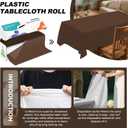 54IN X 320FT Plastic Table Cover Roll with Cutter Box, Cut to Size Plastic Table Cloths for Parties, Birthday, Disposable Tablecloth Roll for All Shape Tables (Brown, 54 Inch X 320 Feet)
