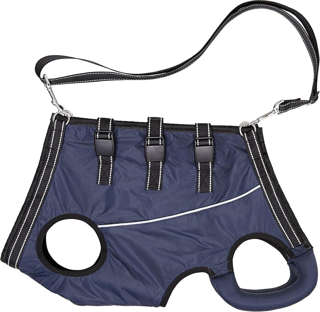Dog Lift Harness Full Body Support & Recovery Sling Pet Lift Vest Adjustable Straps with Handle for Old, Joint Injuries, Arthritis,Disabled Dogs Walk Sturdy and Durable (Navy, X-Small)