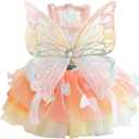 Princess Dog Dresses for Small Dogs Rainbow Clothes Butterfly Costume Pet Clothes Girl Puppy Dog Princess Skirt Summer Cute Dog Wedding Holiday Party Costume Outfits (M(Back:11.8" Chest:15.8"))