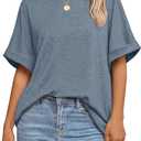 GKBK Women Oversized T Shirts Crew Neck Short Sleeve Tops Summer Dressy Casual Loose Fit Tee 2026 Trendy Fashion Clothes, S