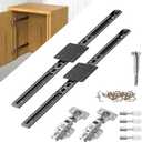 Pisman 18 Inch Pocket Door Slides 2 PCS, Complete Hidden Sliding Hardware Kit for Inset Cabinet Doors, 45lbs Capacity Space Saving Solution for Kitchen Pantry and Closet