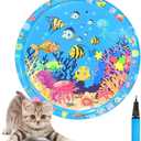 Aqua Cats Water Mat with Fish, Cat Dog Water Mat, Thickened Durable Non-Slip Playmat, Durable Easy Clean, Suitable for All Types of Pets