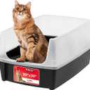IRIS USA XX-Large Cat Litter Box, Open Top Extra Large Litter Box for Big Cats and Multi-Cat Households, High Sided Scatter Shield, Easy to Clean, 30" L x 20" W x 14" H, Black